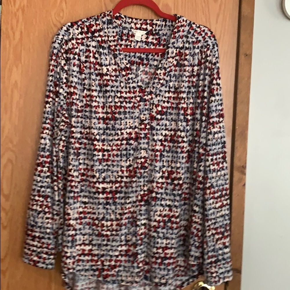 Hi Lo multi color houndstooth top
